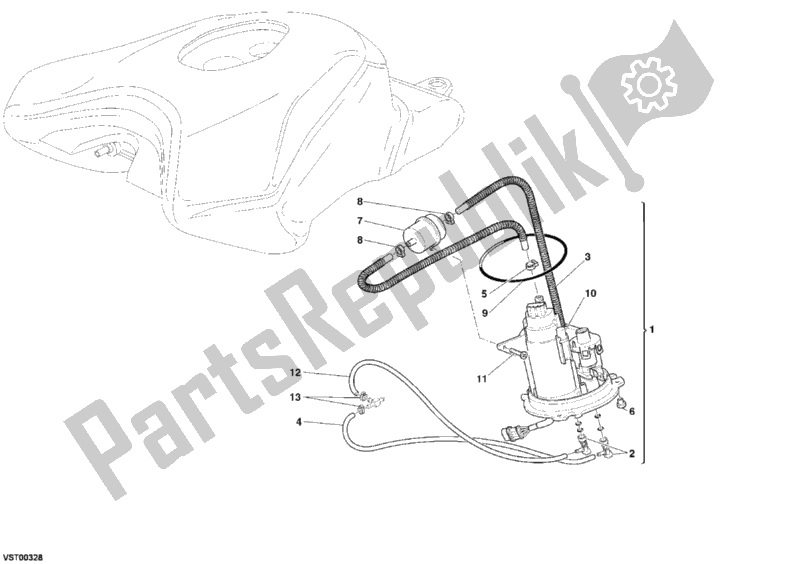 All parts for the Fuel Pump of the Ducati Superbike 999 USA 2006